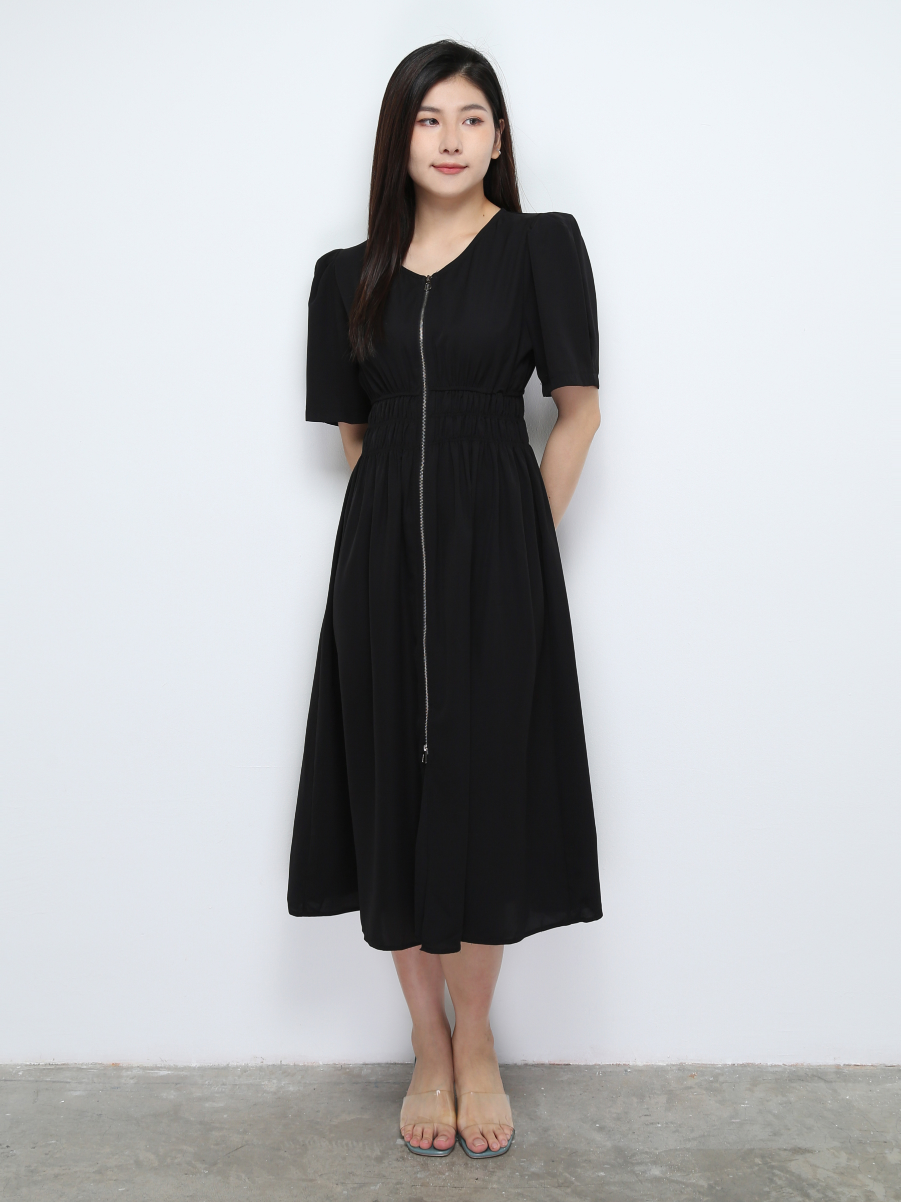 Front Zip Waist Stretchable Dress 28656