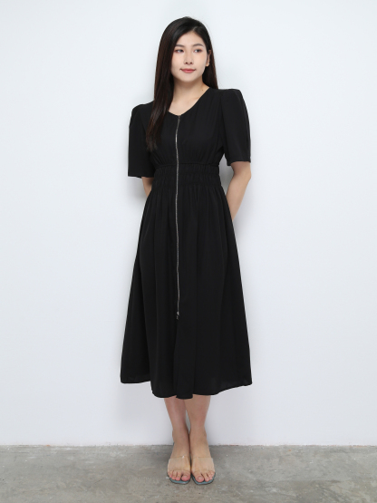 Front Zip Waist Stretchable Dress 28656