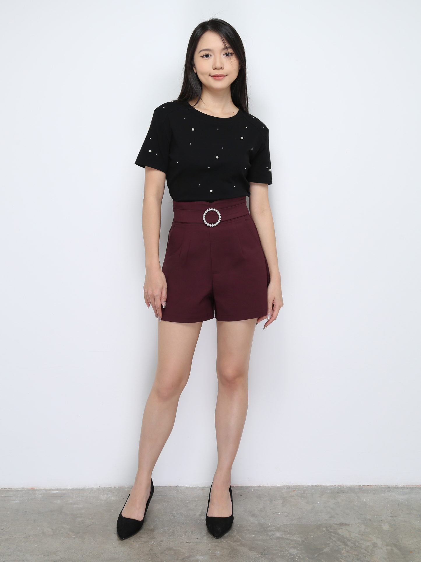 High Waist With Belt Side Pocket Short Pants 28653