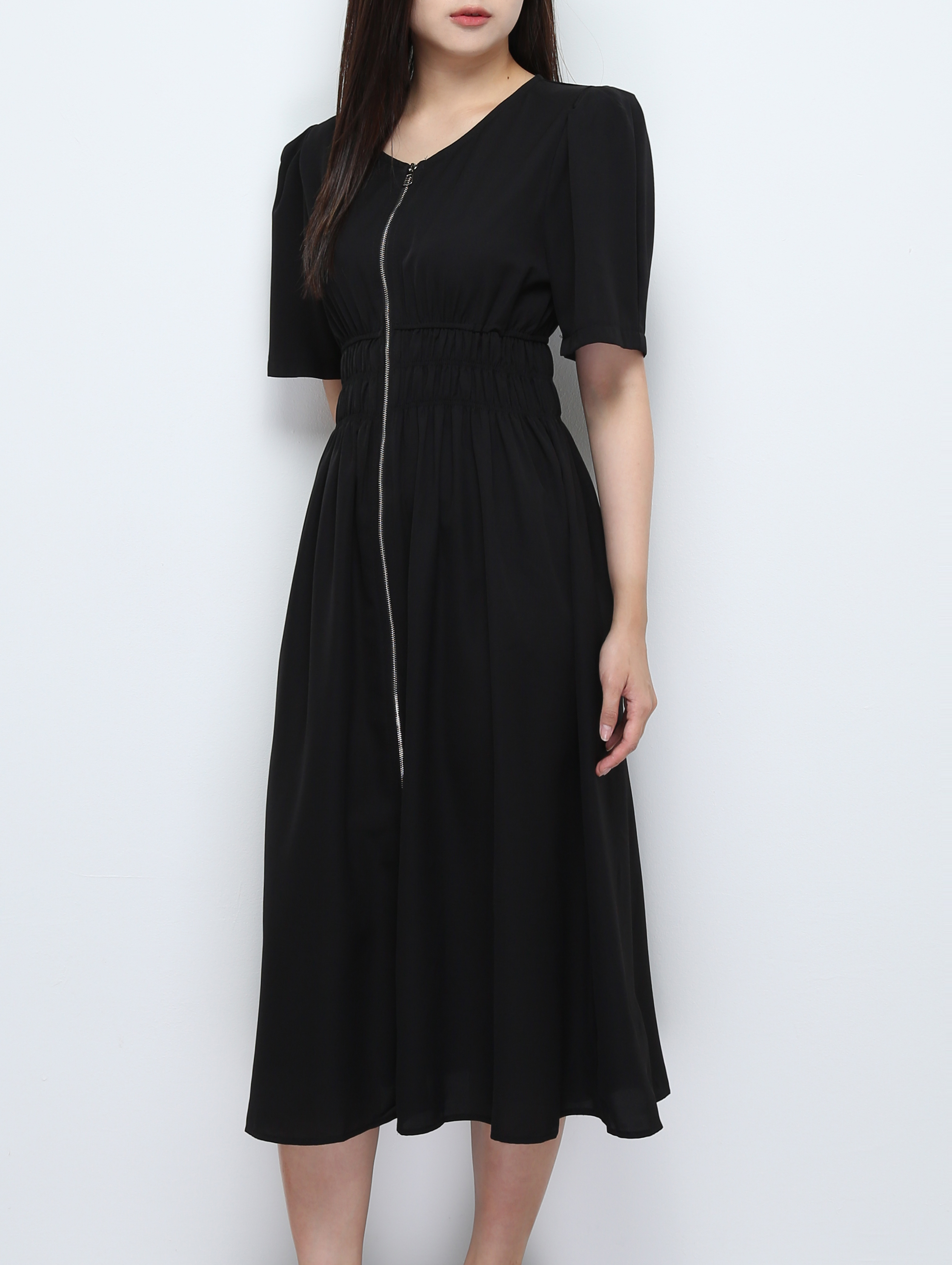 Front Zip Waist Stretchable Dress 28656