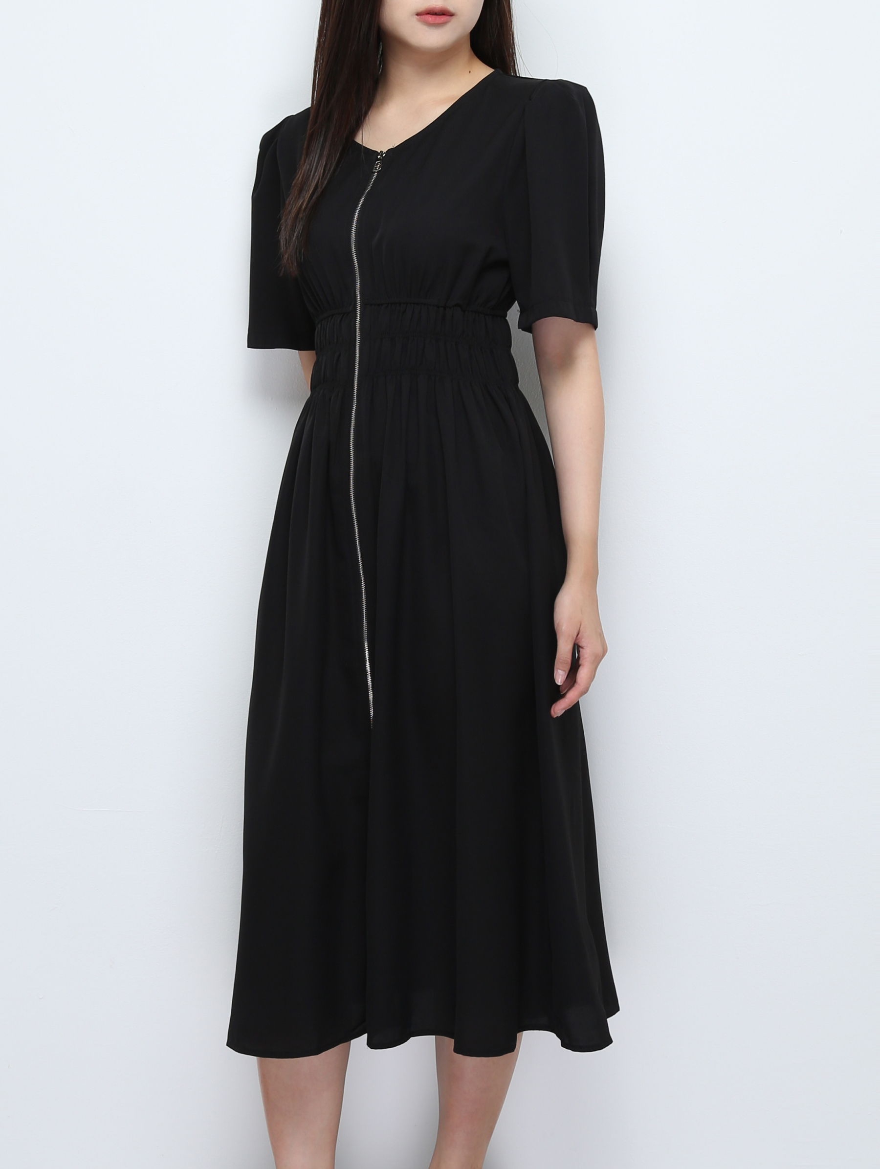 Front Zip Waist Stretchable Dress 28656