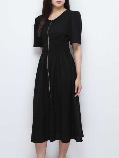 Front Zip Waist Stretchable Dress 28656