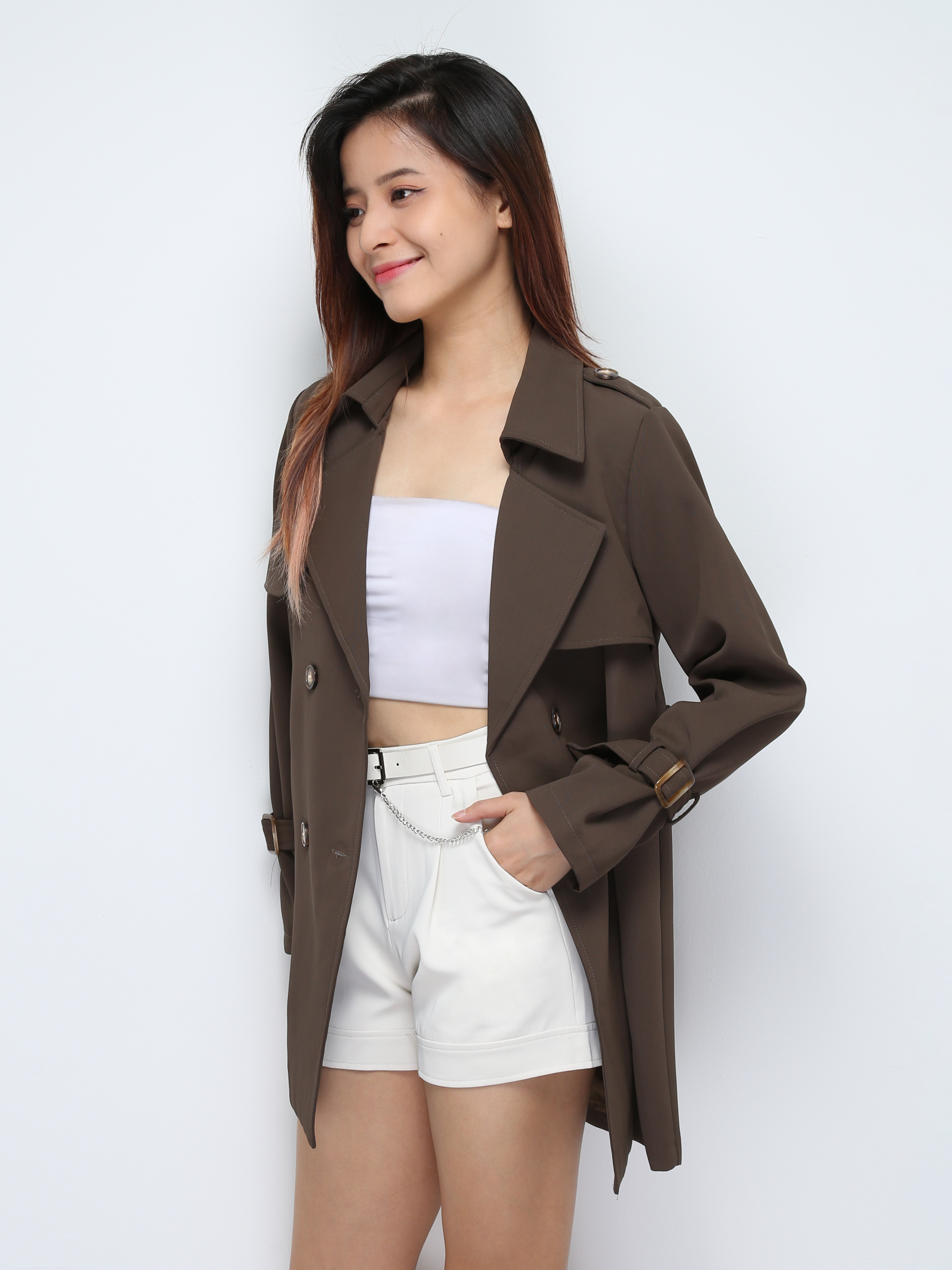 High Waist Side Pocket With Belt Short Pants 28099