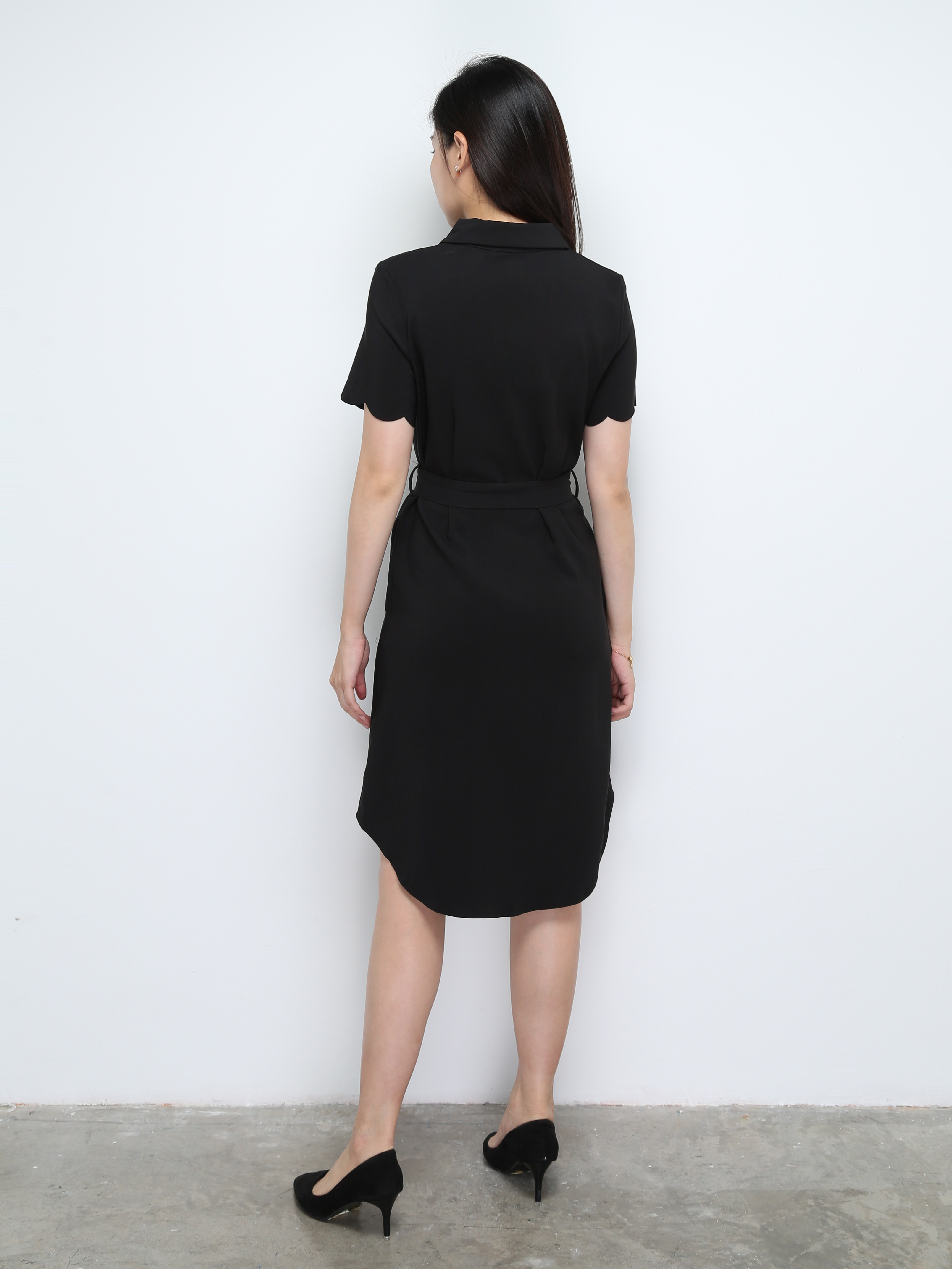 Short Sleeve Front Button Dress With Belt 28172