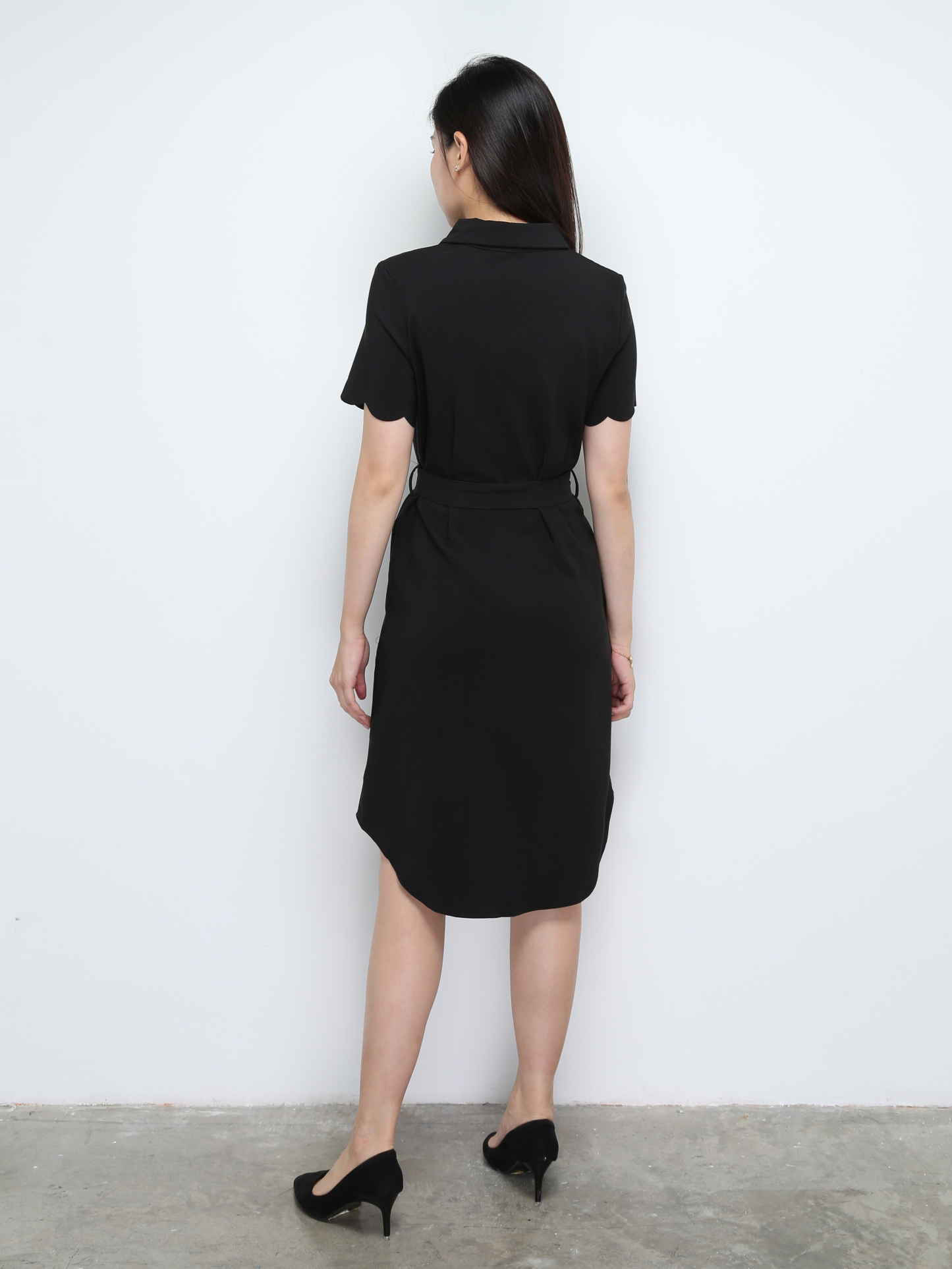 Short Sleeve Front Button Dress With Belt 28172
