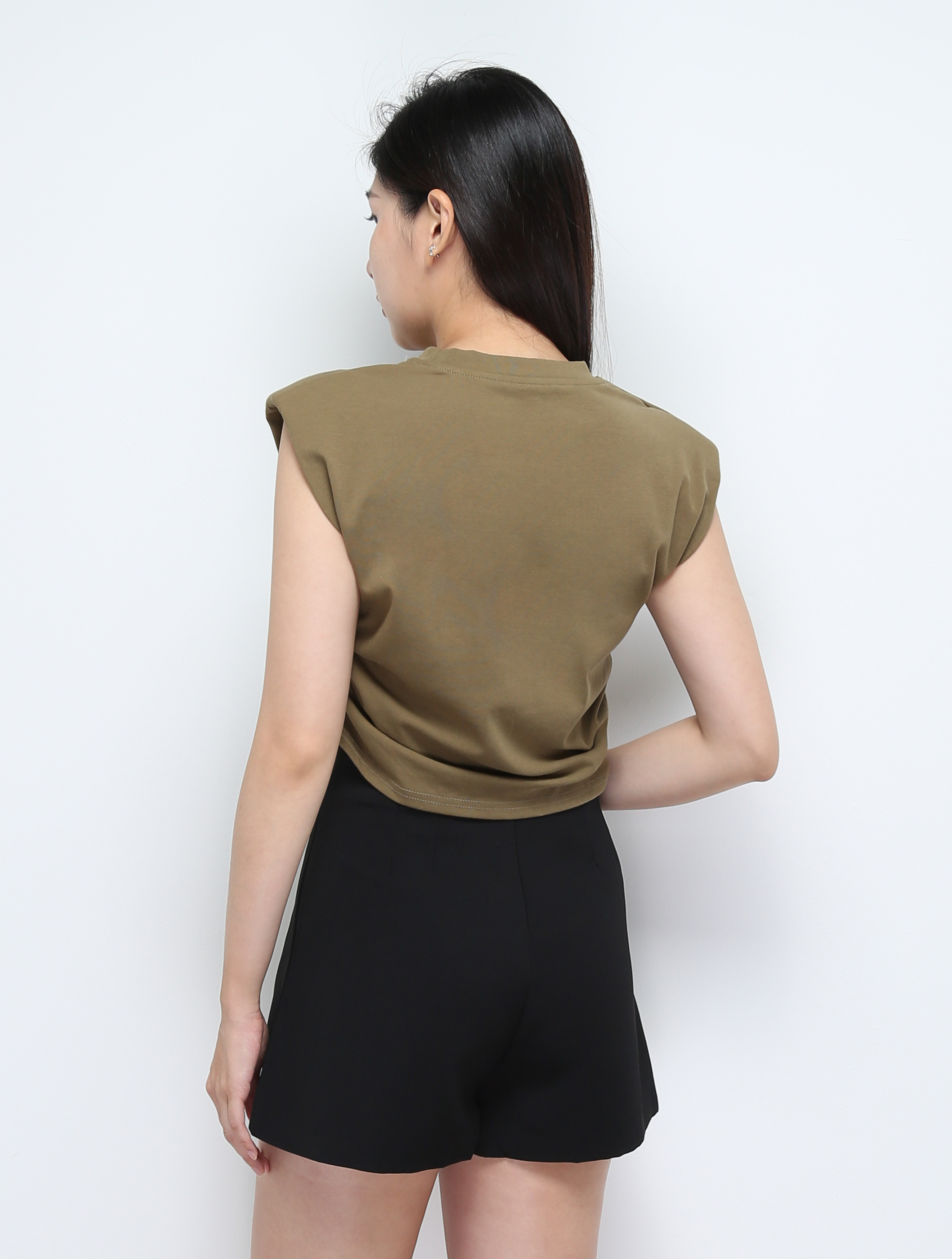 Side Pleated Cap Sleeve Top 28642