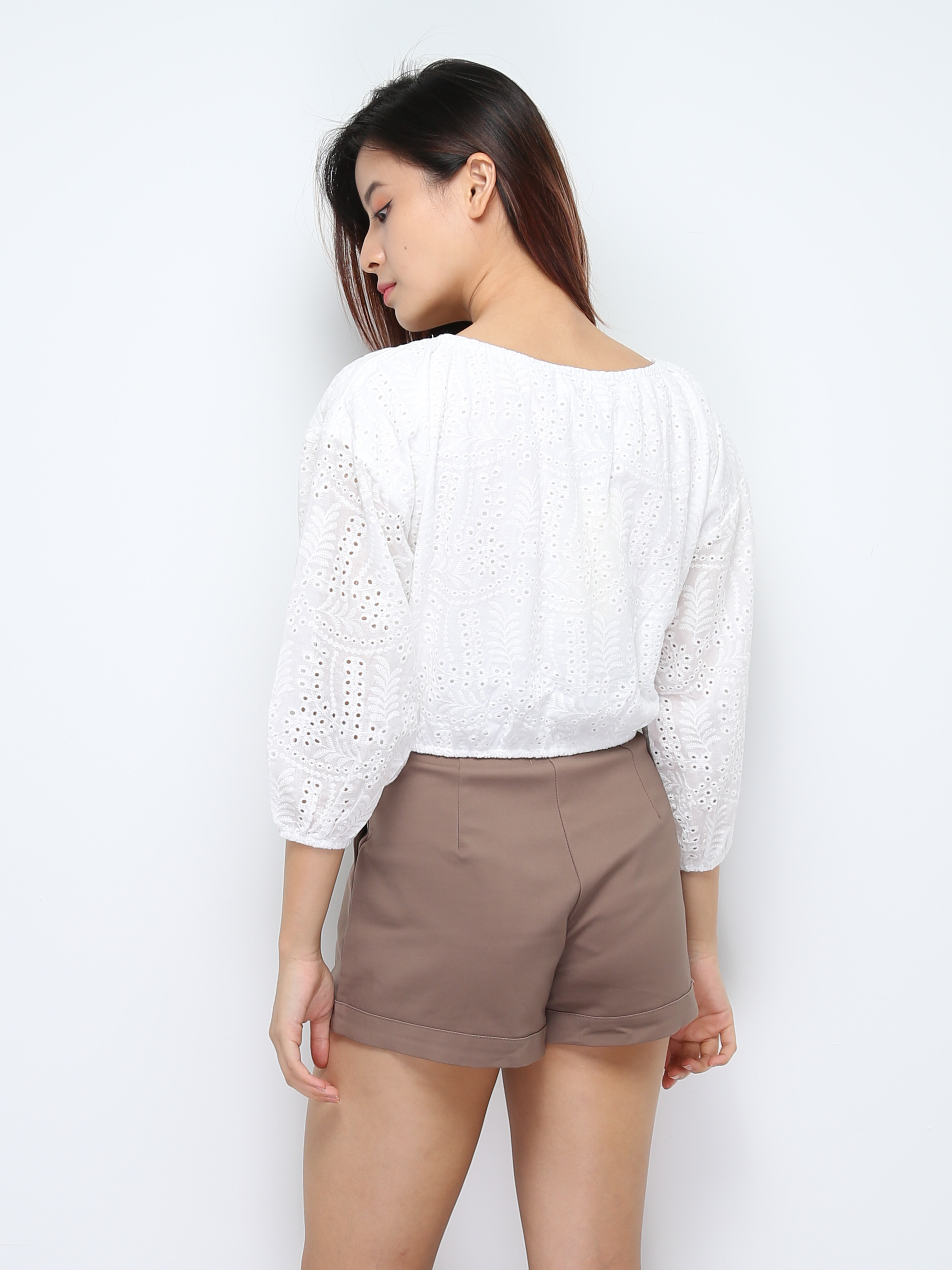 High Waist Front Zip Short Pants 28654
