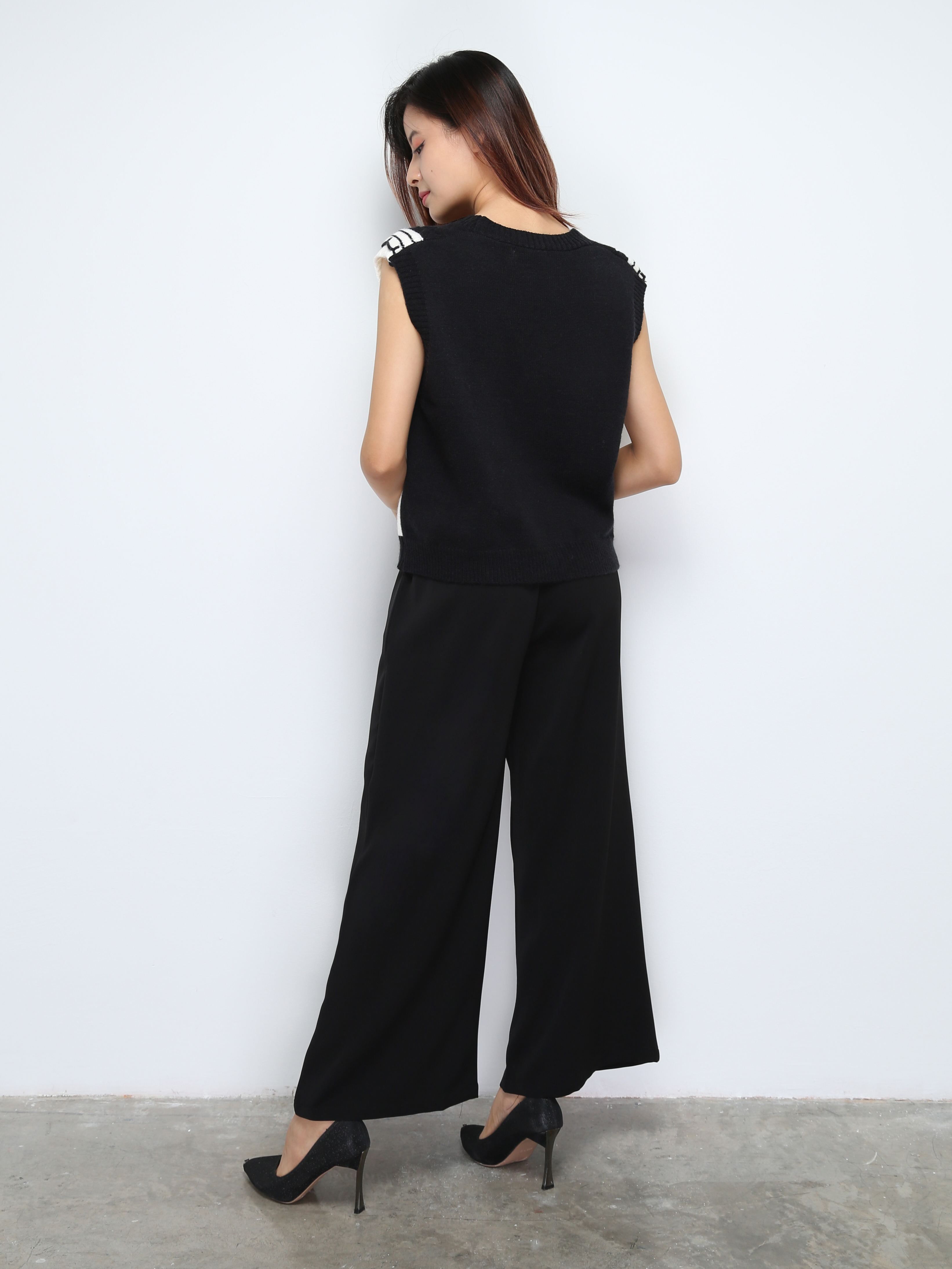 High Waist WIth Decorative Collar Long Pants 29974