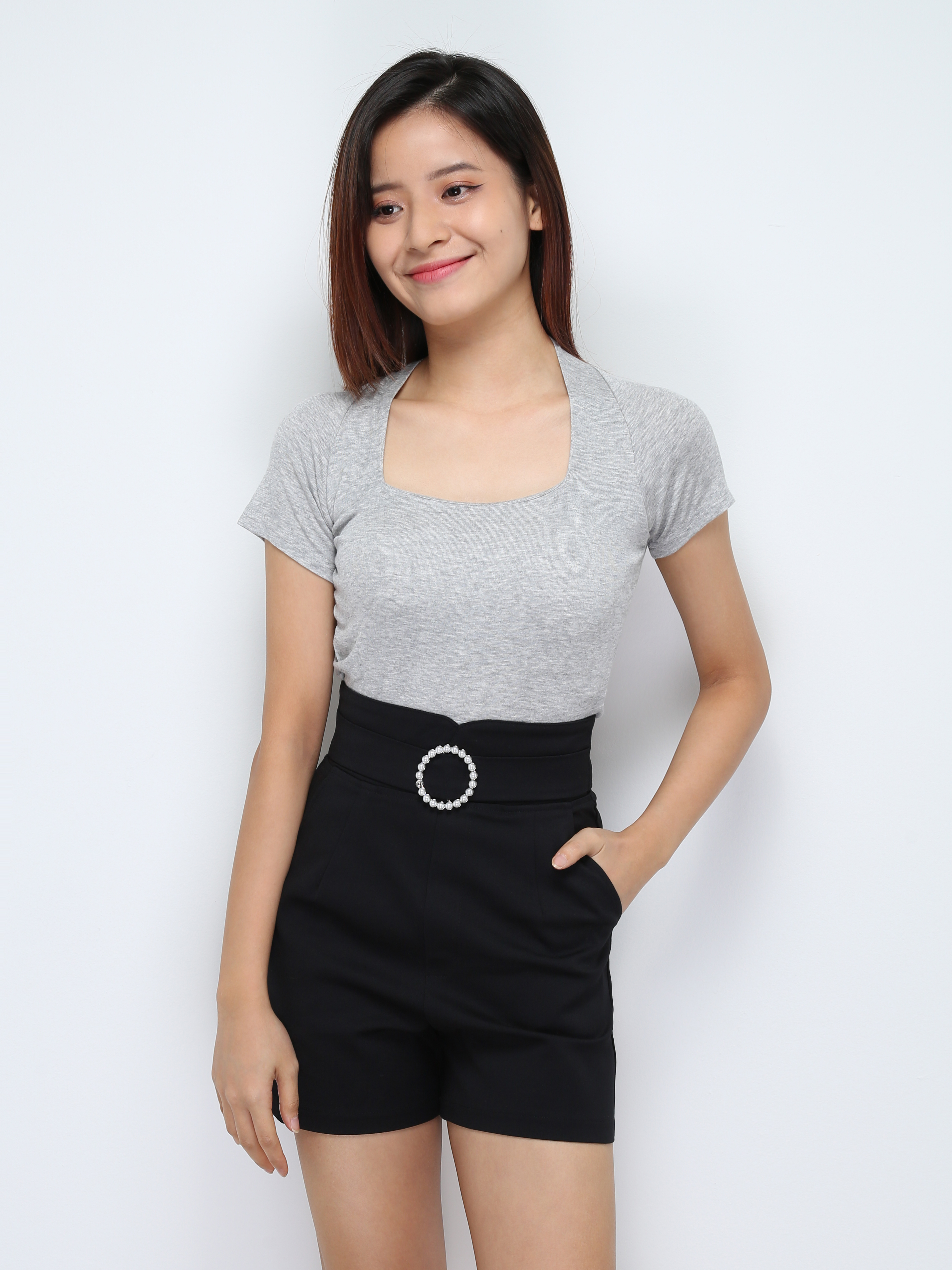 Plain Short Sleeve Crop Top 28646