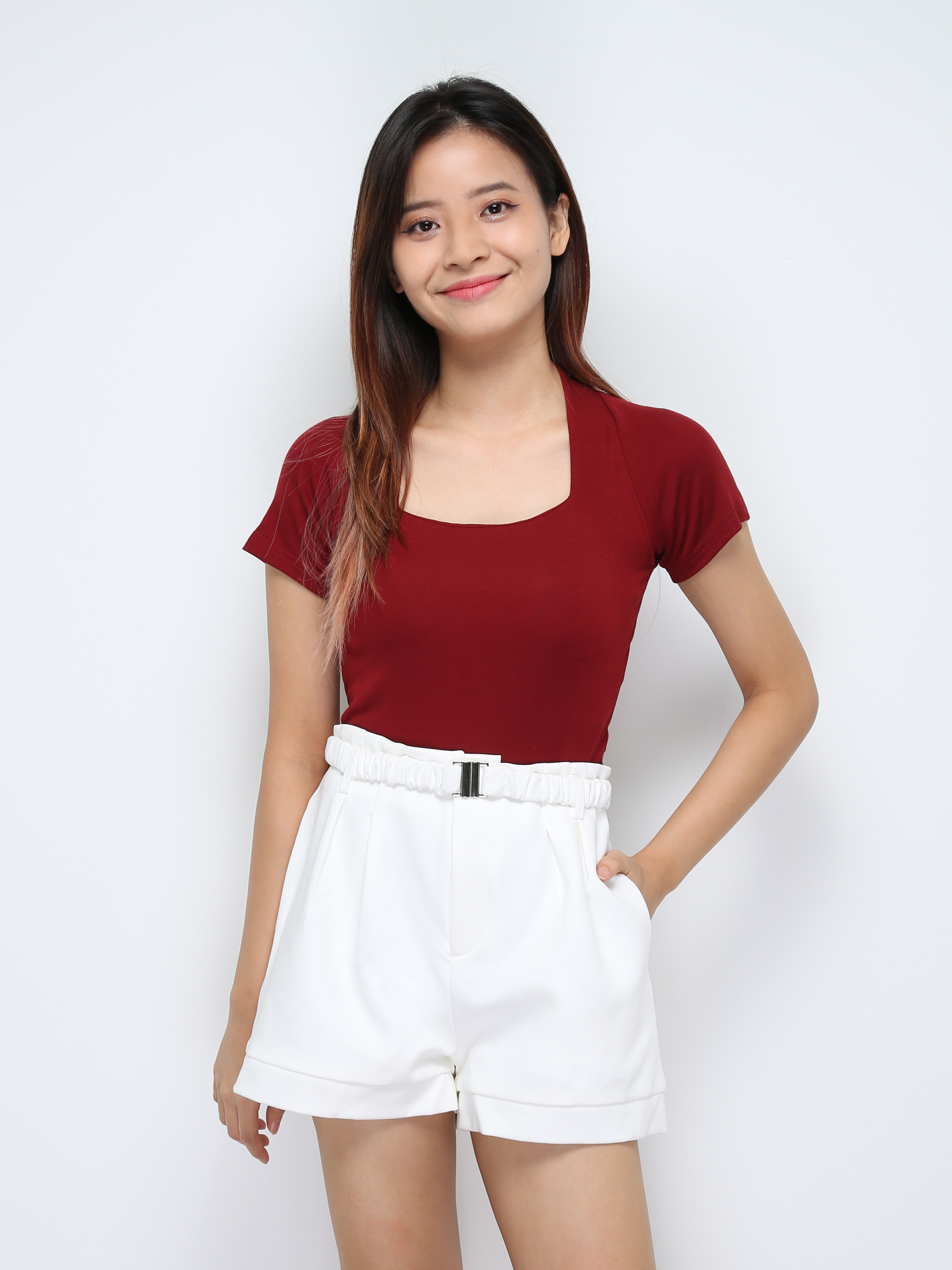 Plain Short Sleeve Crop Top 28646