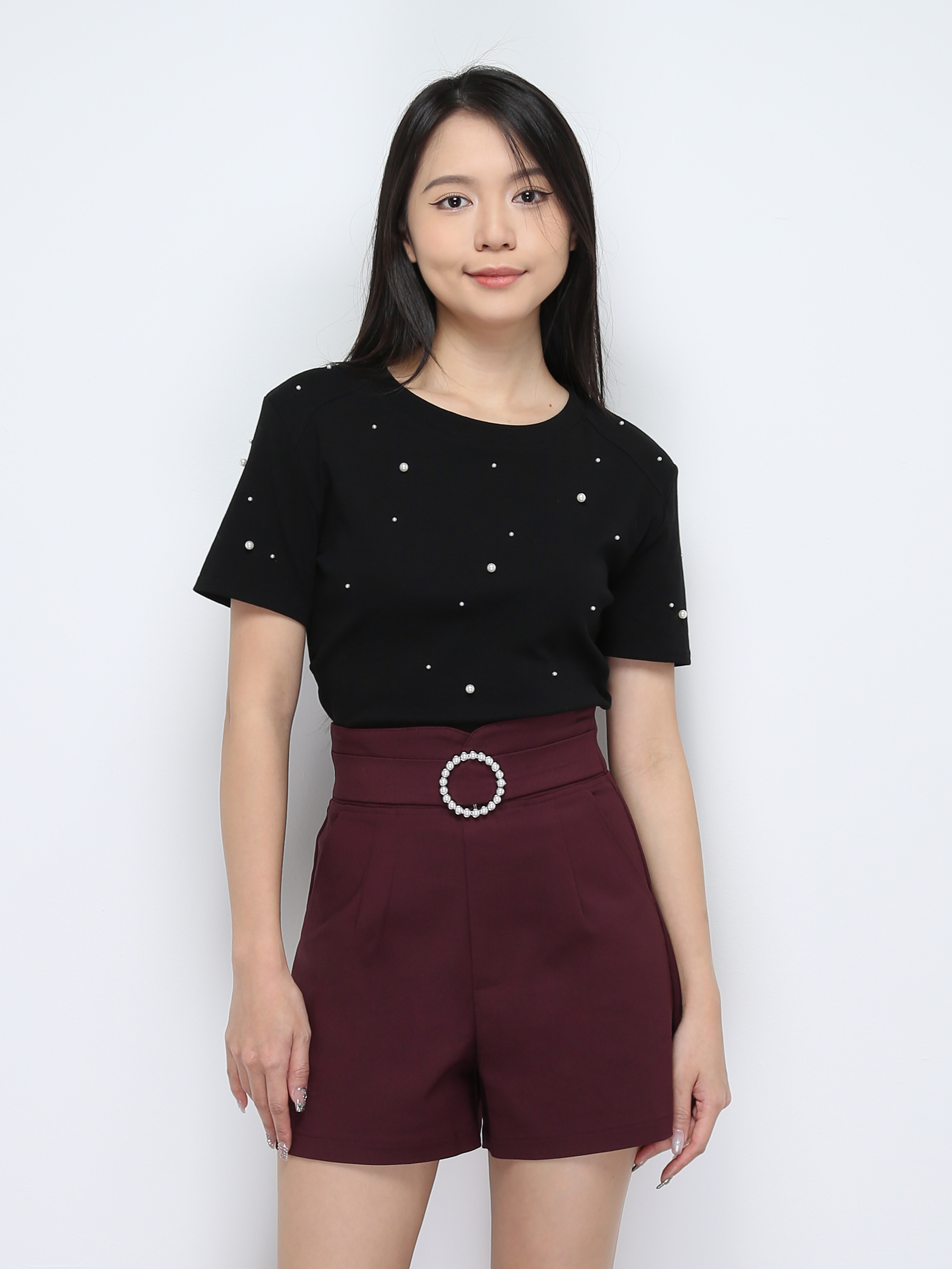 High Waist With Belt Side Pocket Short Pants 28653