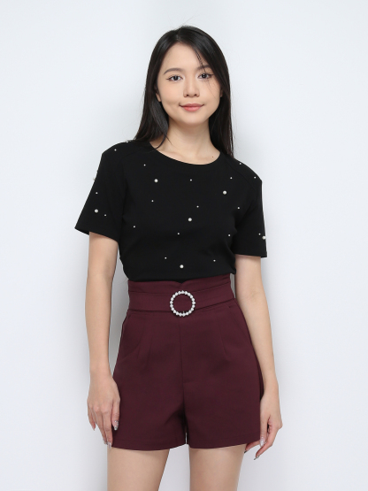 High Waist With Belt Side Pocket Short Pants 28653