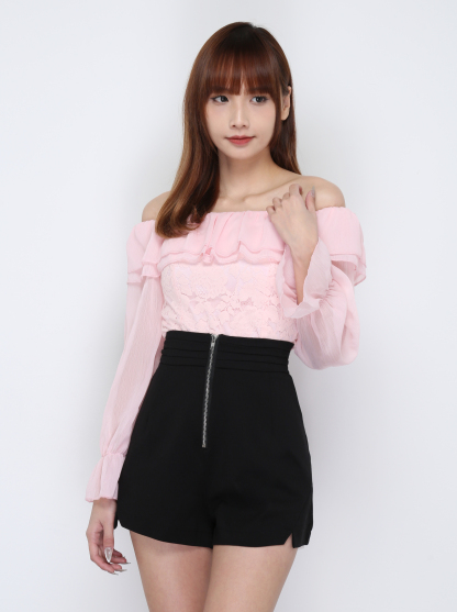 High Waist Front Zip Short Pants 29660
