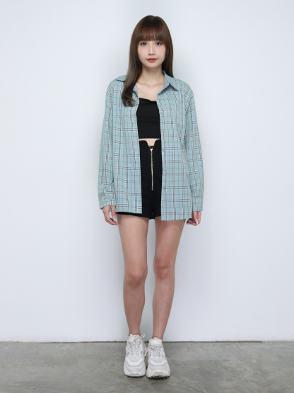 Collar Plaid Blouse 19191