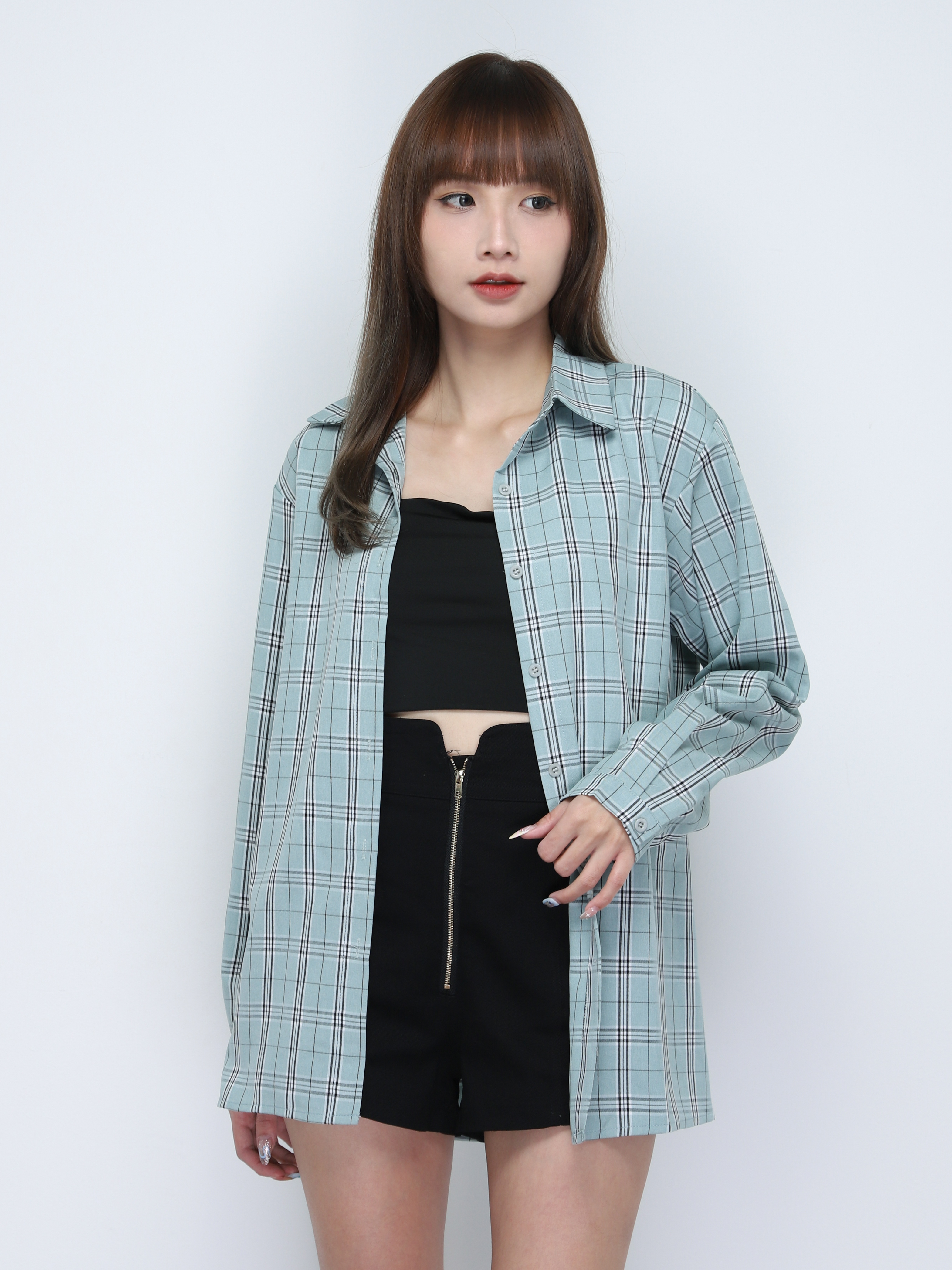 Collar Plaid Blouse 19191