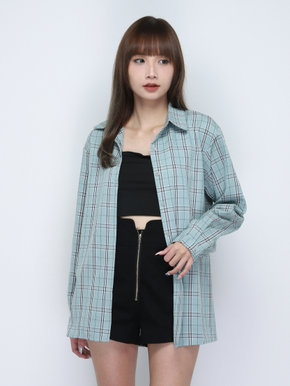 Collar Plaid Blouse 19191