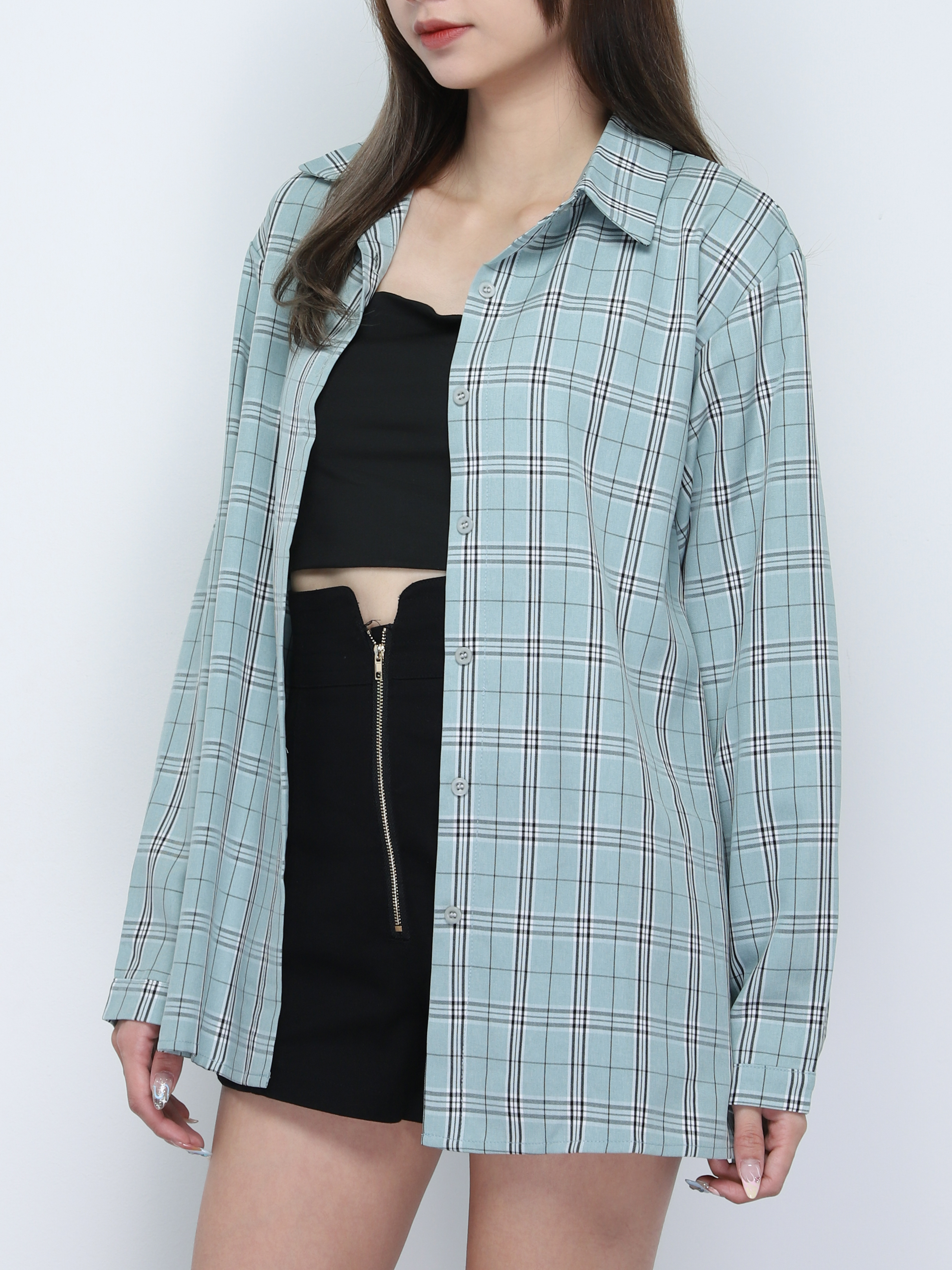 Collar Plaid Blouse 19191