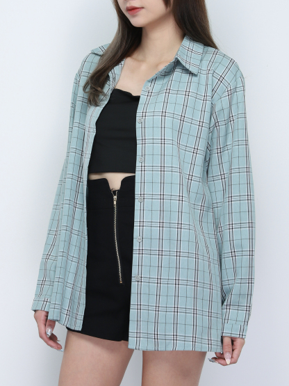 Collar Plaid Blouse 19191