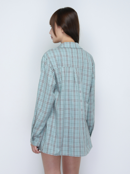 Collar Plaid Blouse 19191