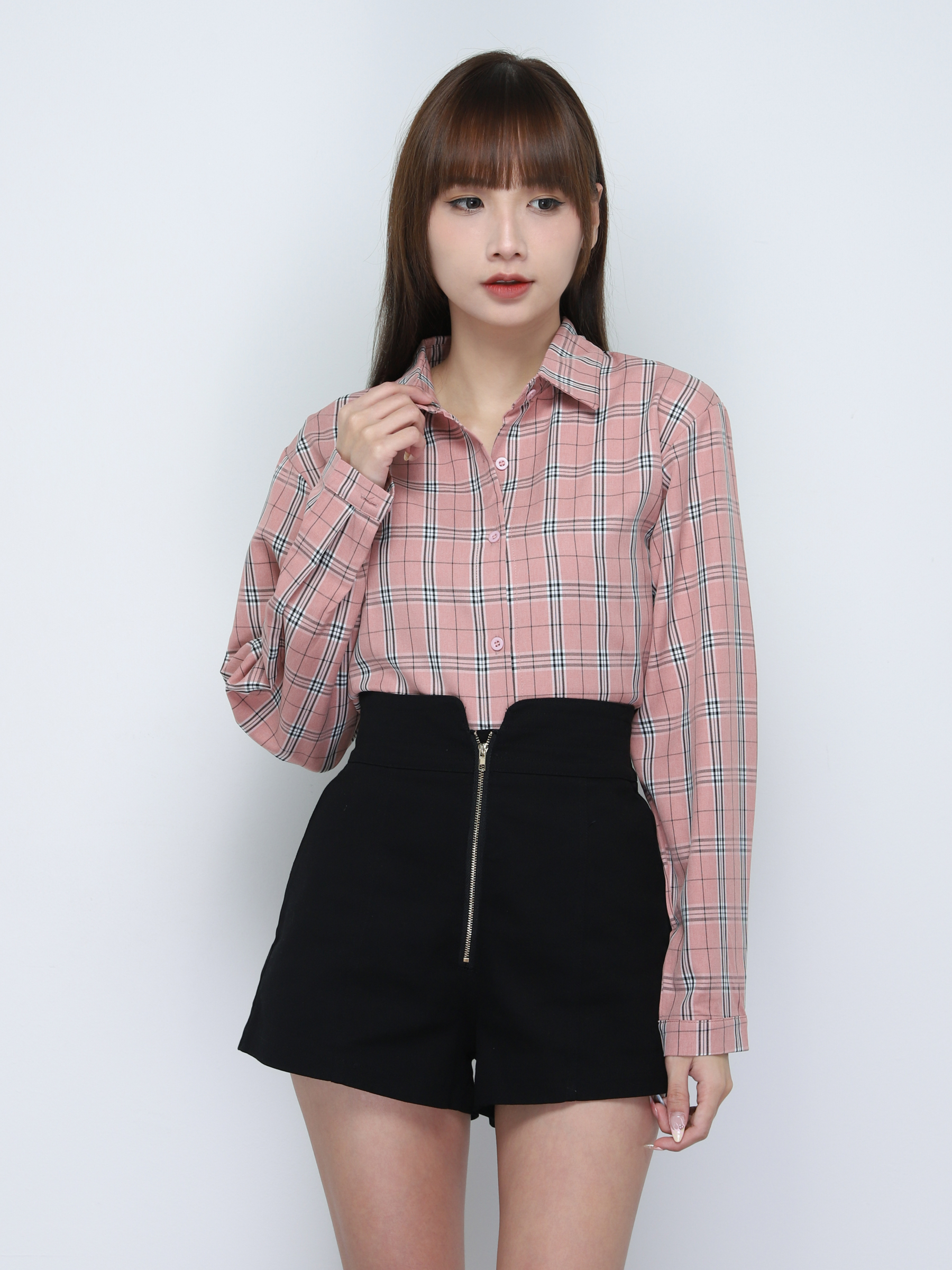 Collar Plaid Blouse 19191