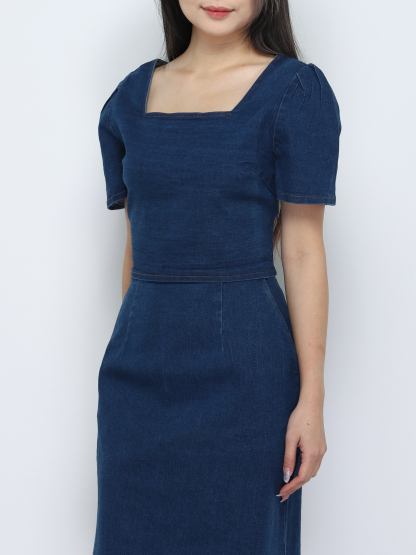 Denim Puff Sleeve Sets 18852