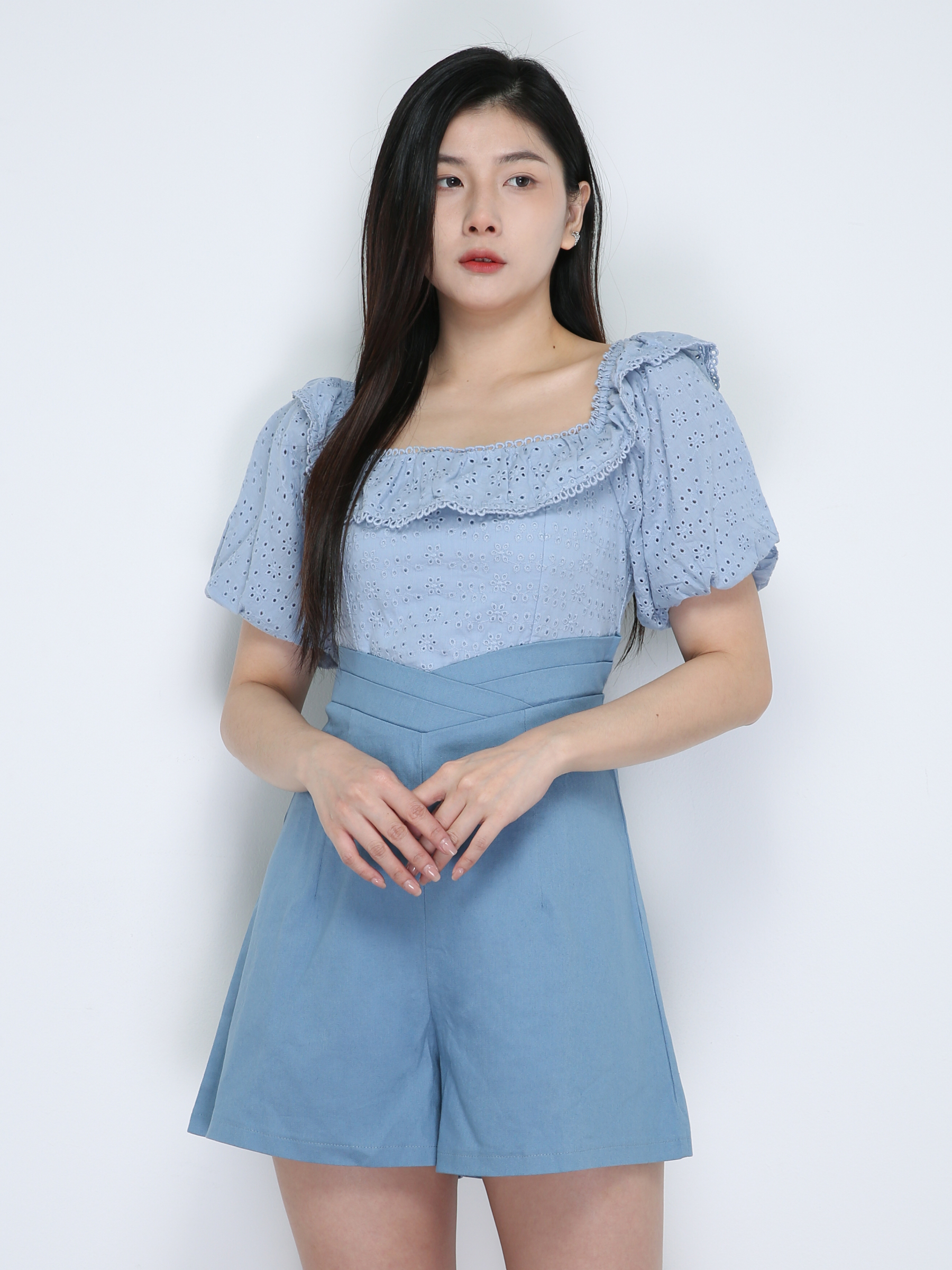 Off Shoulder Eyelet Jumpsuit 18969