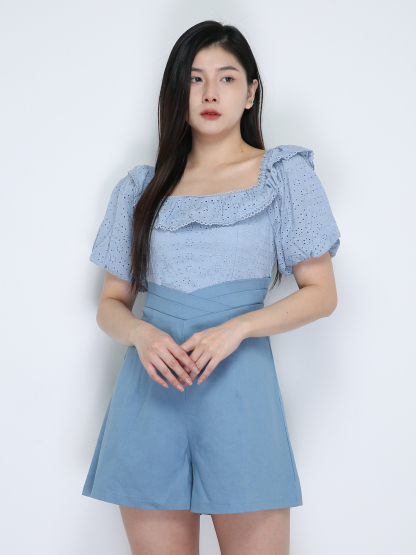 Off Shoulder Eyelet Jumpsuit 18969