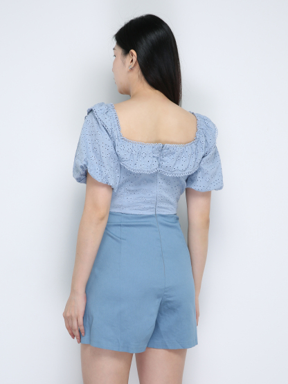 Off Shoulder Eyelet Jumpsuit 18969