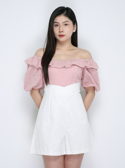 Off Shoulder Eyelet Jumpsuit 18969