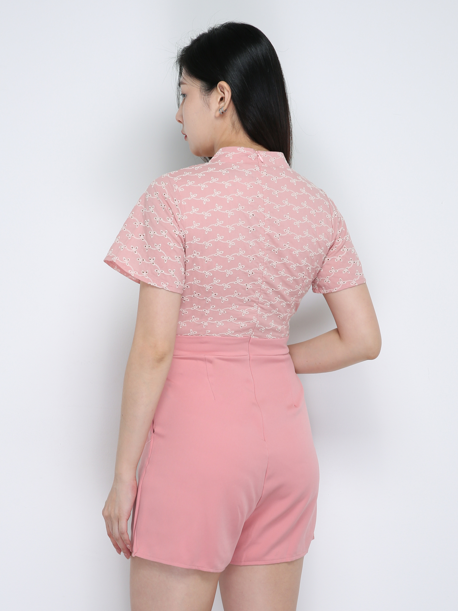 Eyelet Pattern Jumpsuit With Belt 18916