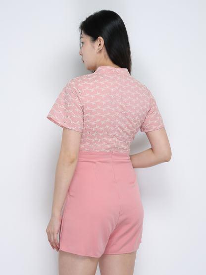 Eyelet Pattern Jumpsuit With Belt 18916