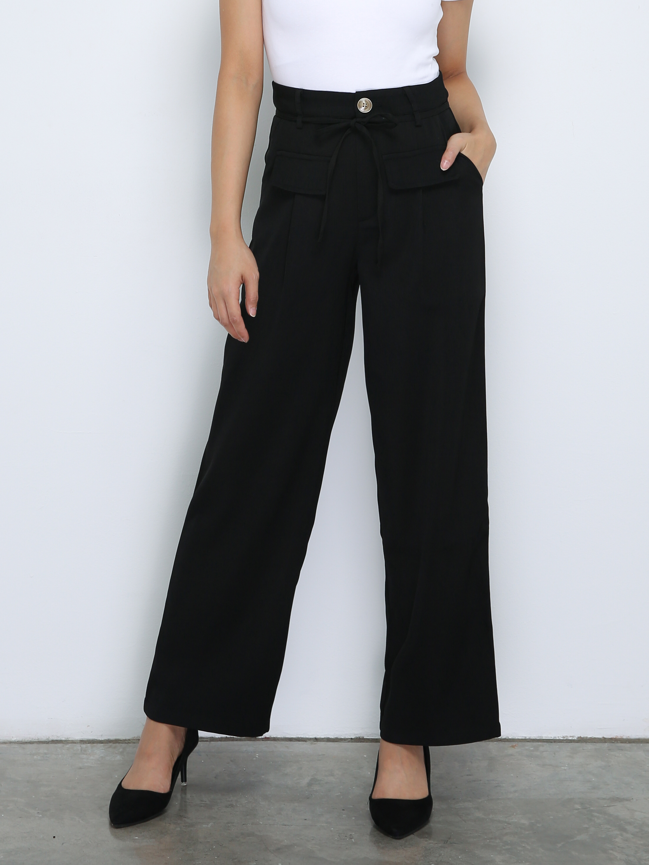 Side Pocket With String Belt Long Pants 33912
