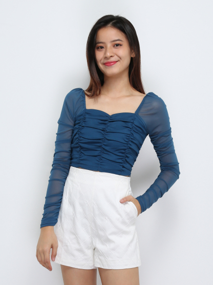 Pleated With Long Sleeve Top 29295