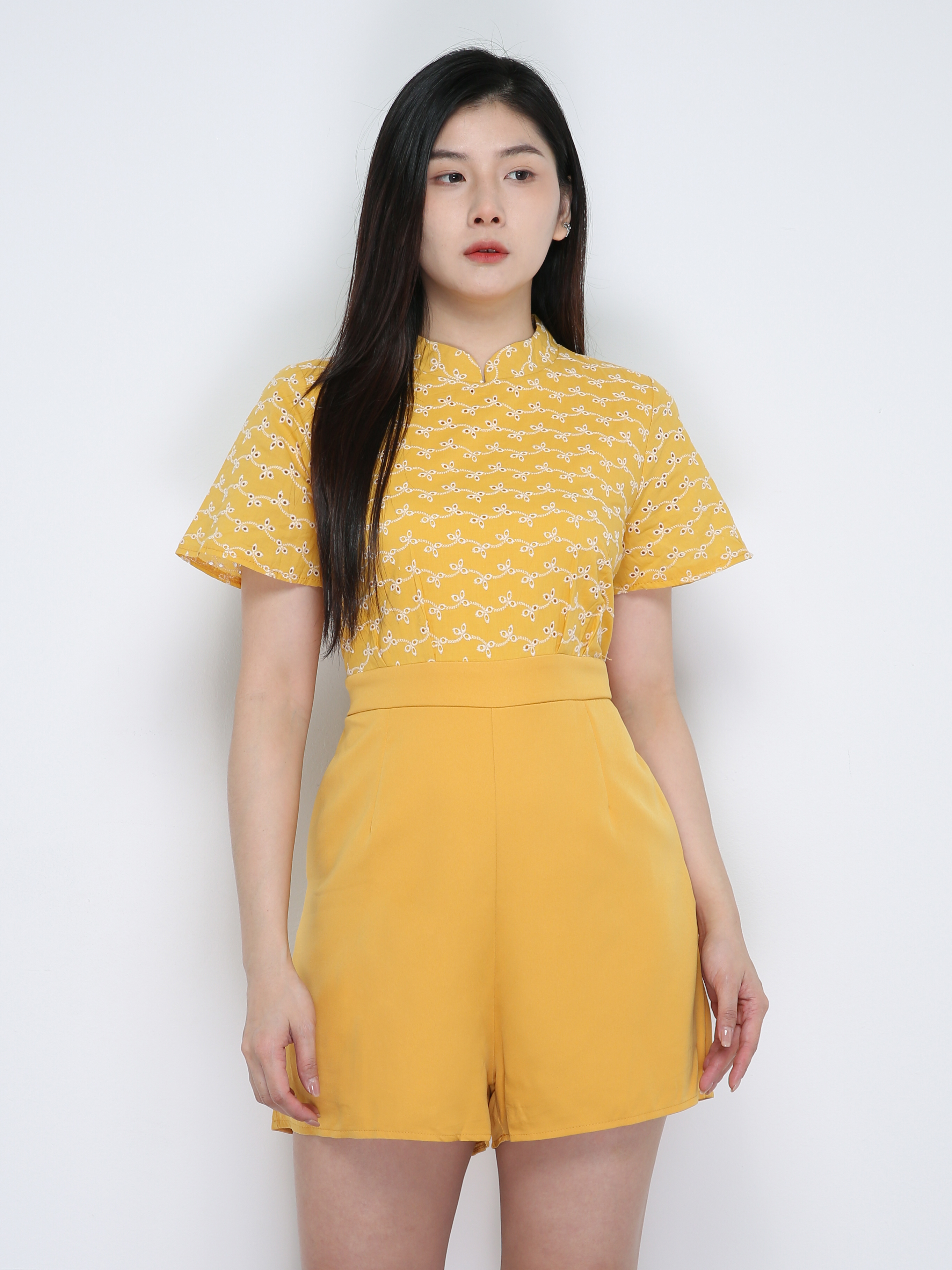 Eyelet Pattern Jumpsuit With Belt 18916