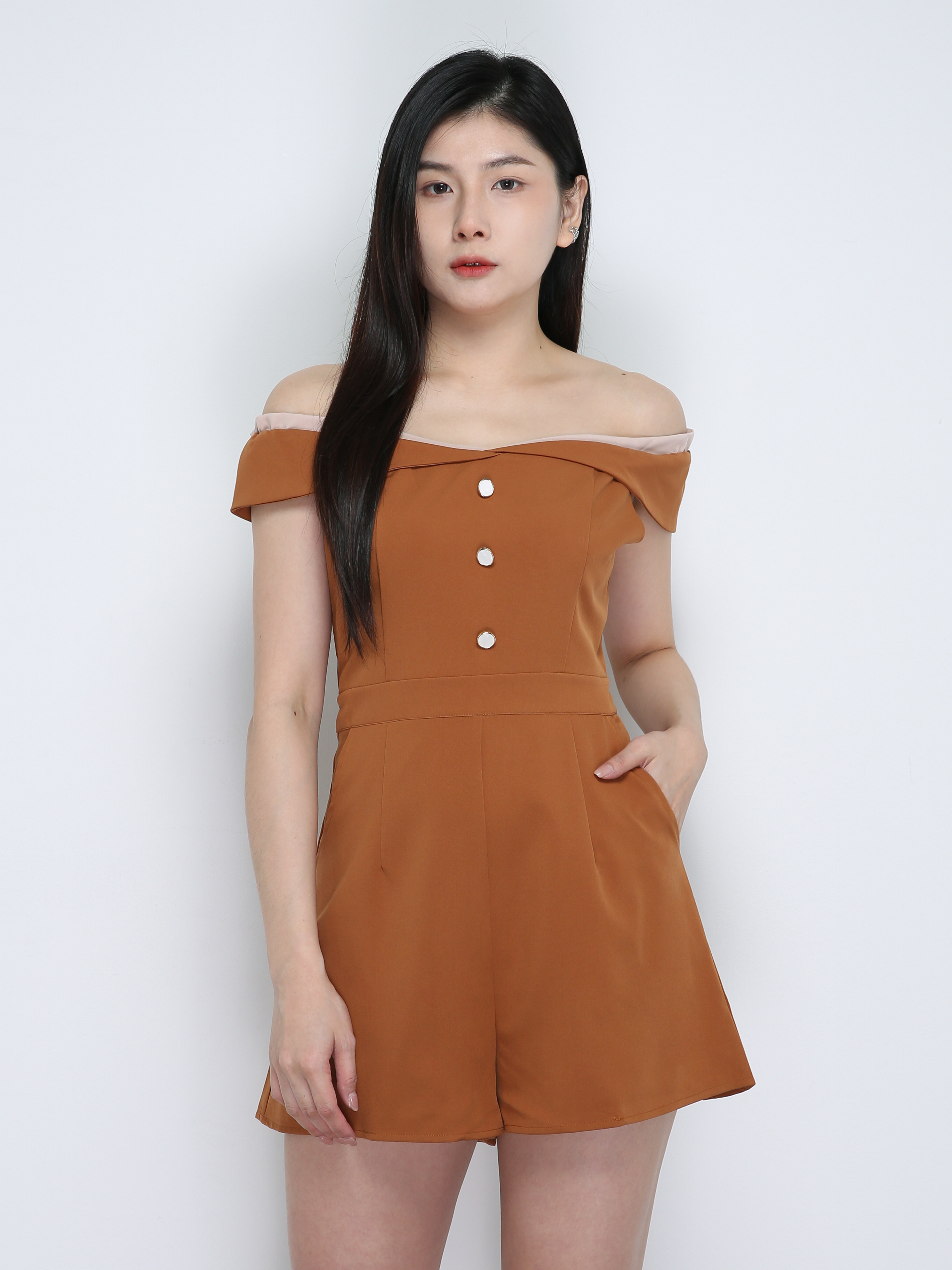 Off Shoulder Breasted Jumpsuits 18841