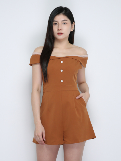 Off Shoulder Breasted Jumpsuits 18841