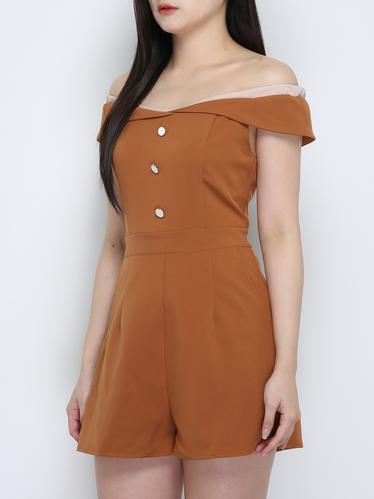 Off Shoulder Breasted Jumpsuits 18841