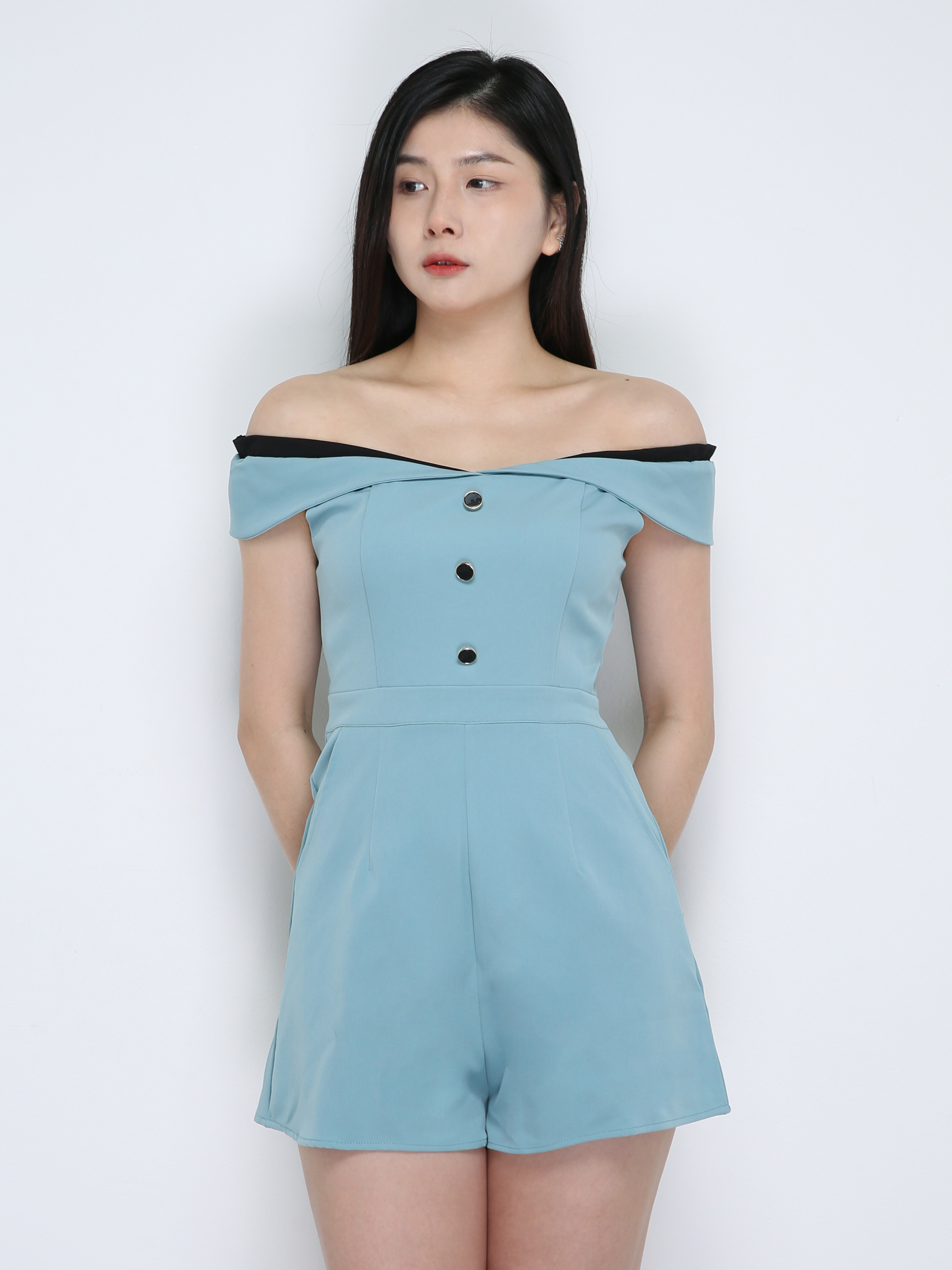 Off Shoulder Breasted Jumpsuits 18841