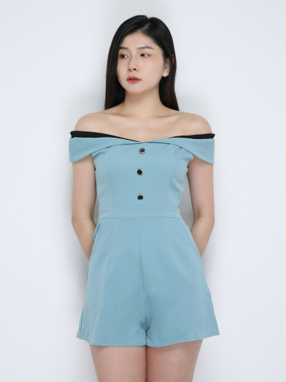 Off Shoulder Breasted Jumpsuits 18841