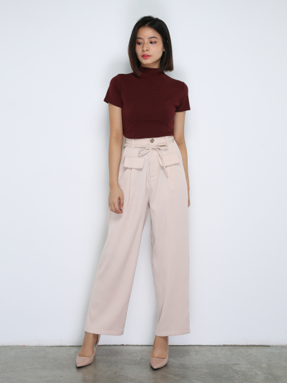 Side Pocket With String Belt Long Pants 33912