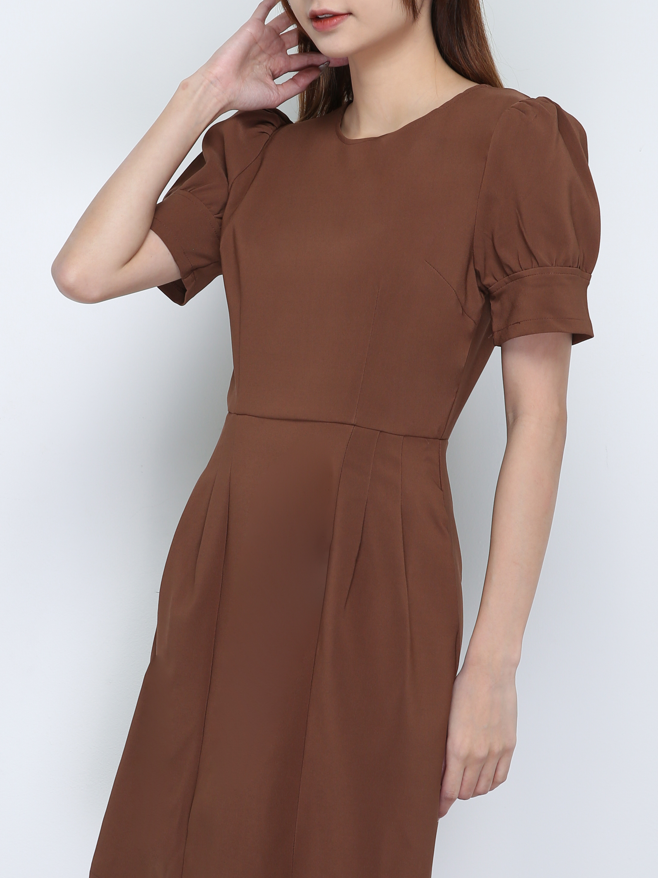 Polyester A Line Puff Sleeve Dress 18228