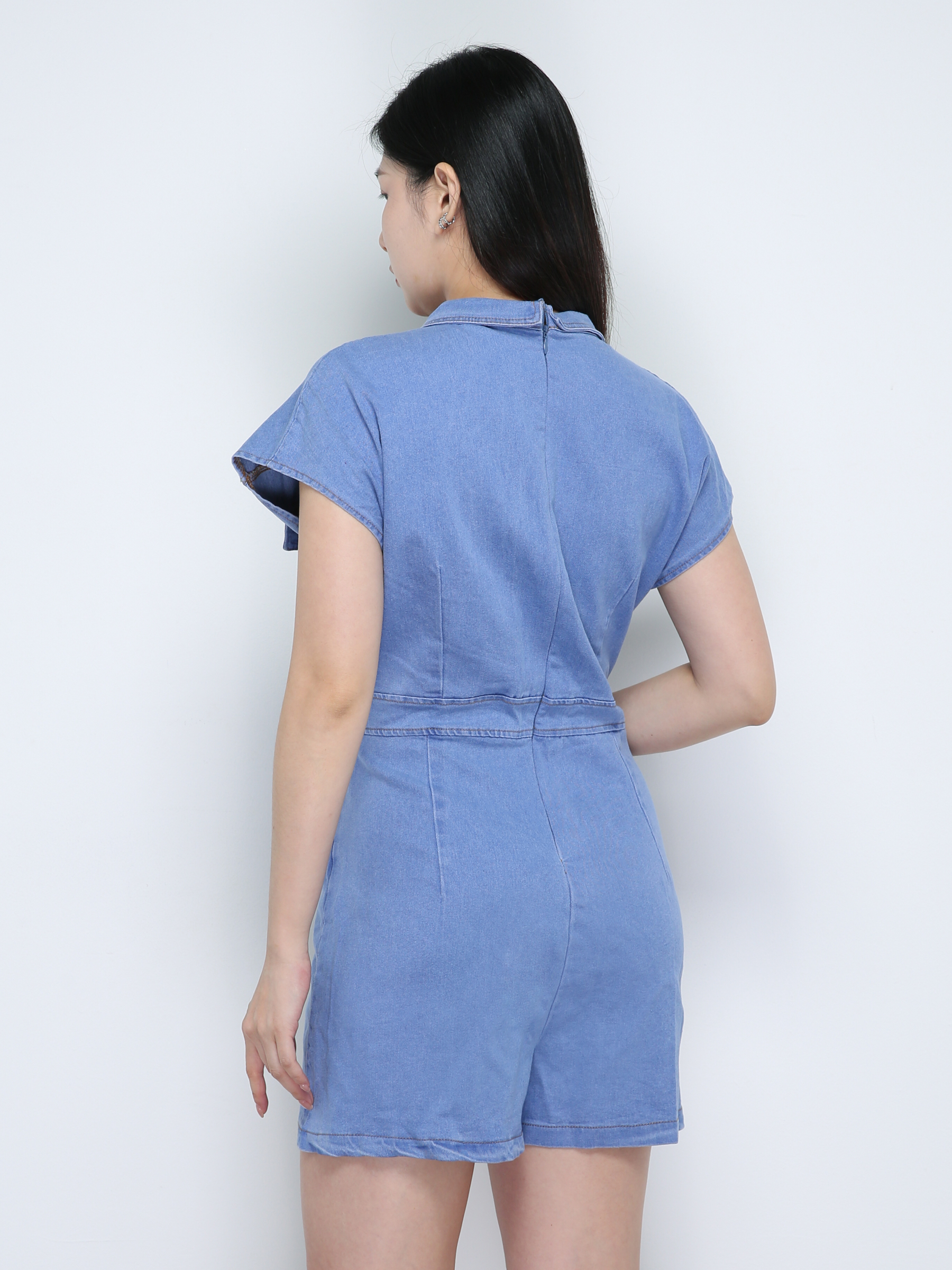 Denim Sleeveless Front Button Jumpsuits 18856