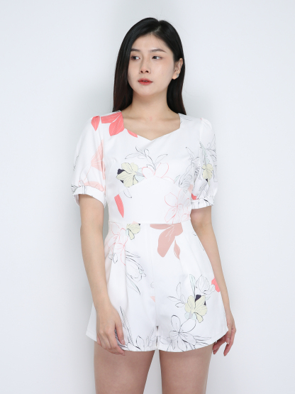 Floral Sweetheart Neckline Jumpsuit 18818