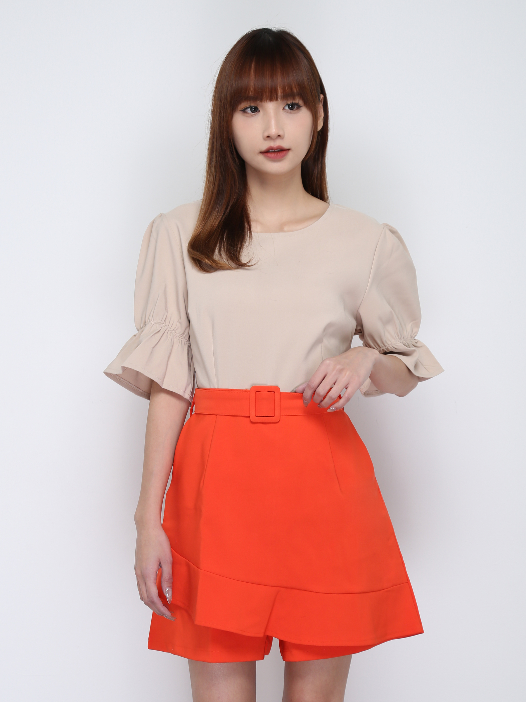Two Tone With Belt Skirt Pants 16737