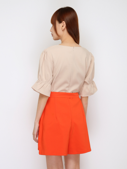 Two Tone With Belt Skirt Pants 16737