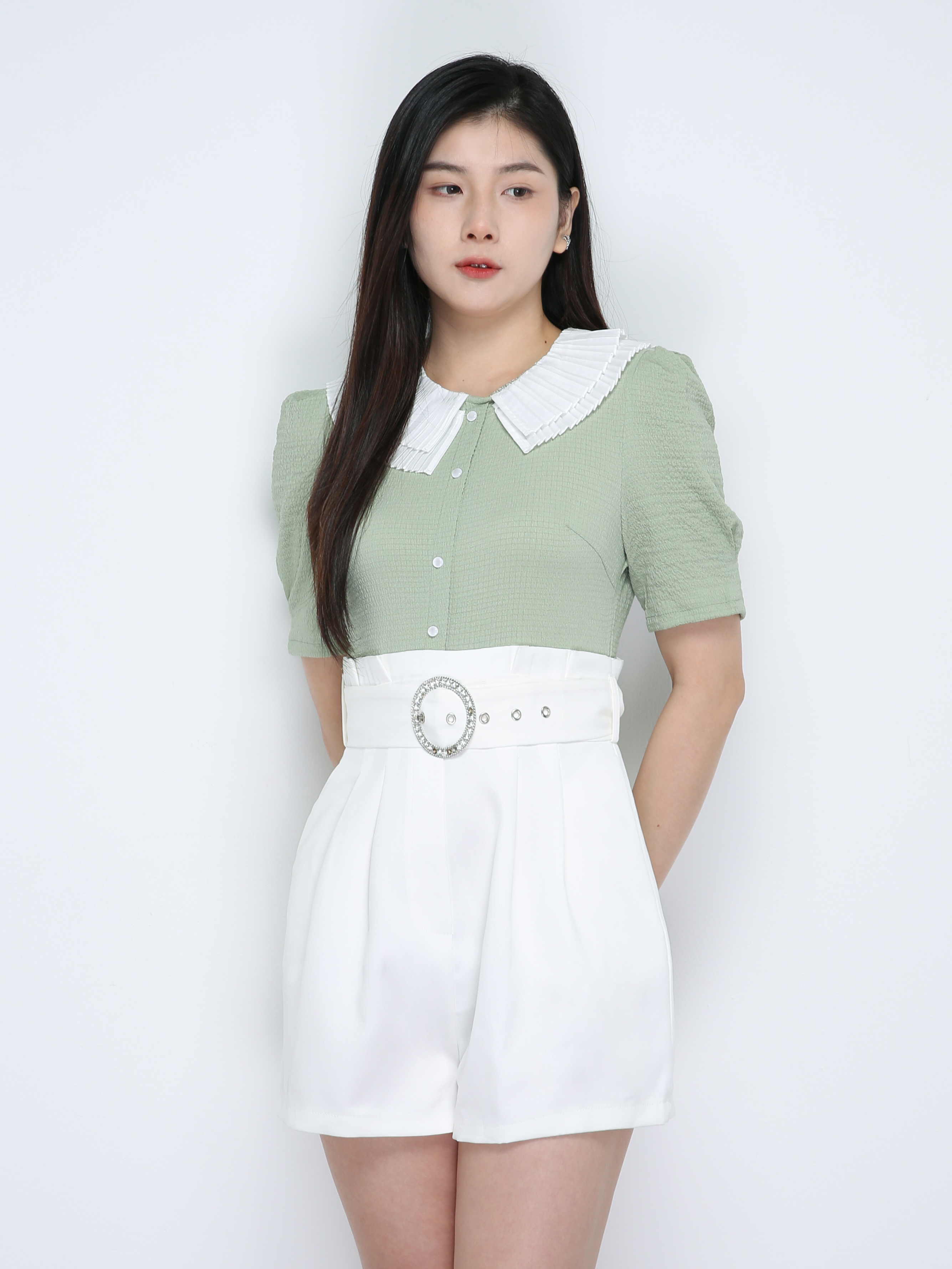 Collar Pleated Classic Jumpsuit 18943