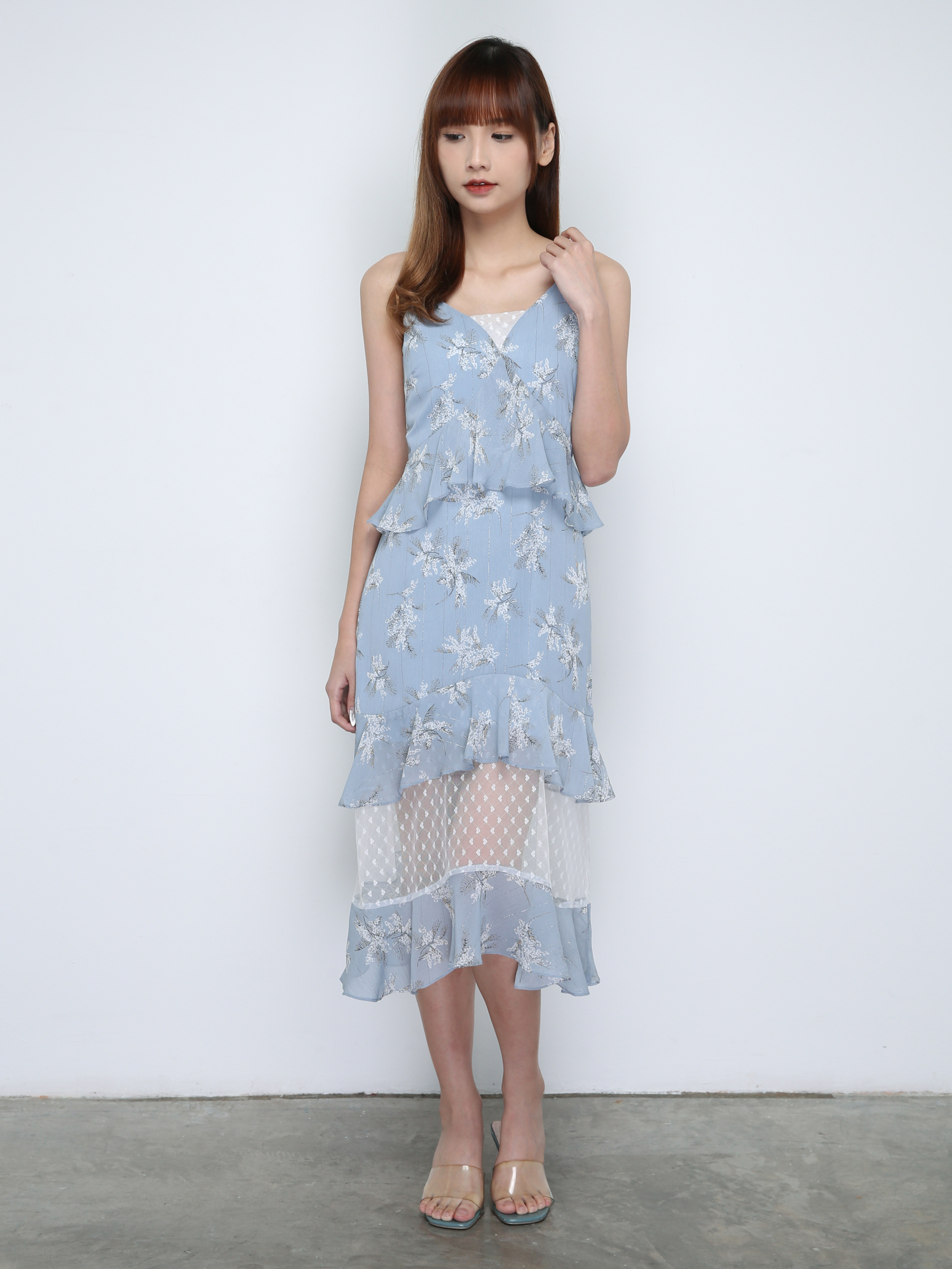 Floral Ruffles With Detailed Lace Dress 18598