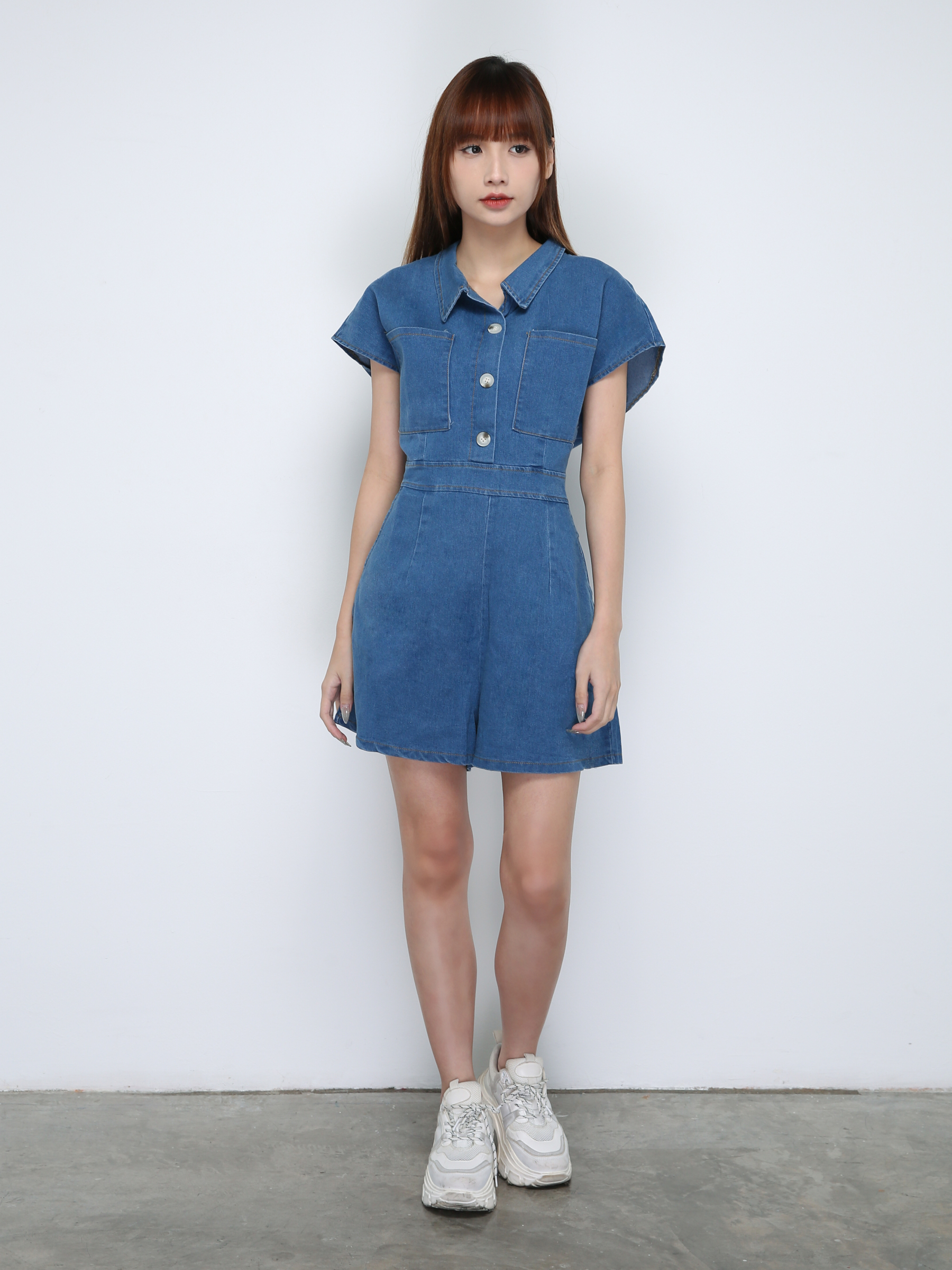 Sleeveless Collar Denim Jumpsuit 18744