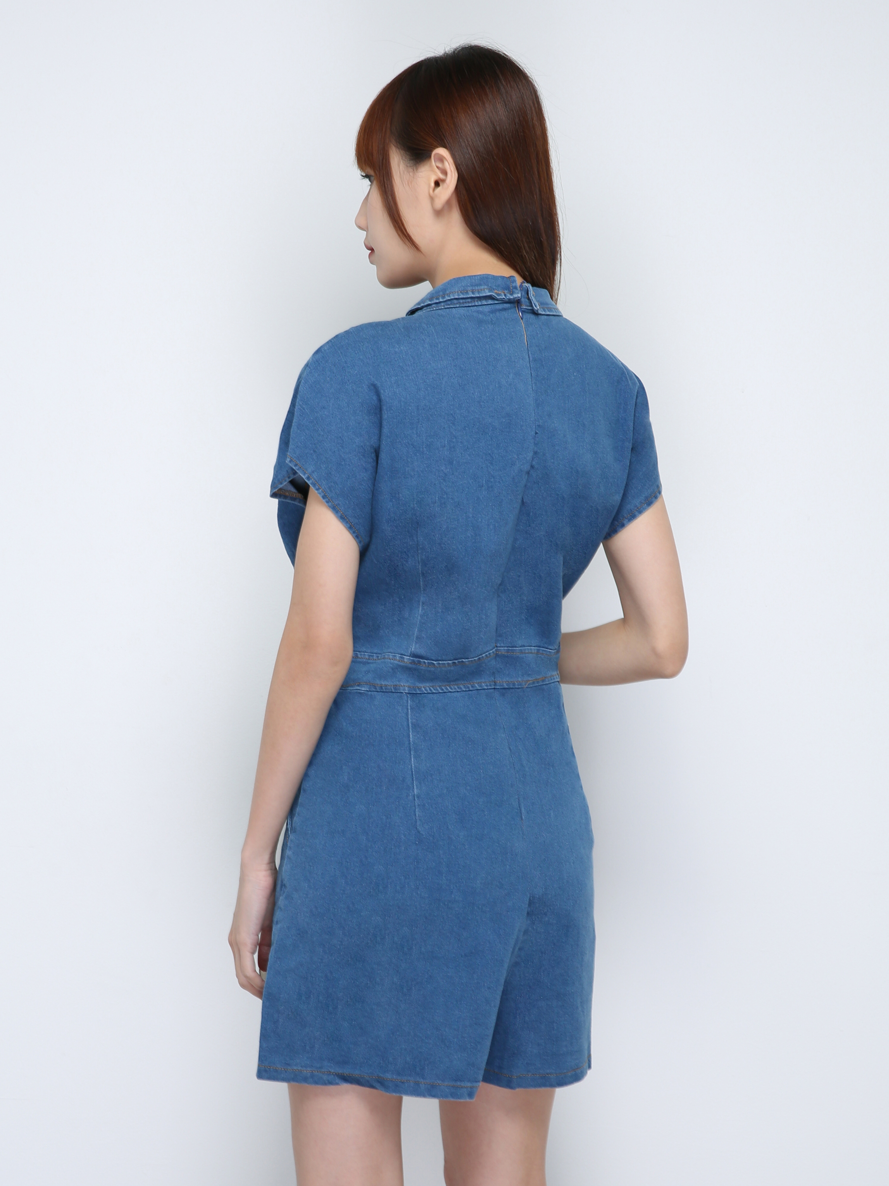 Sleeveless Collar Denim Jumpsuit 18744