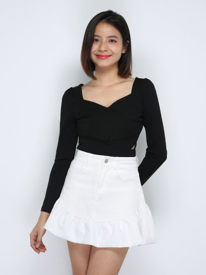 Denim With Ruffles Skirt Pants 33915